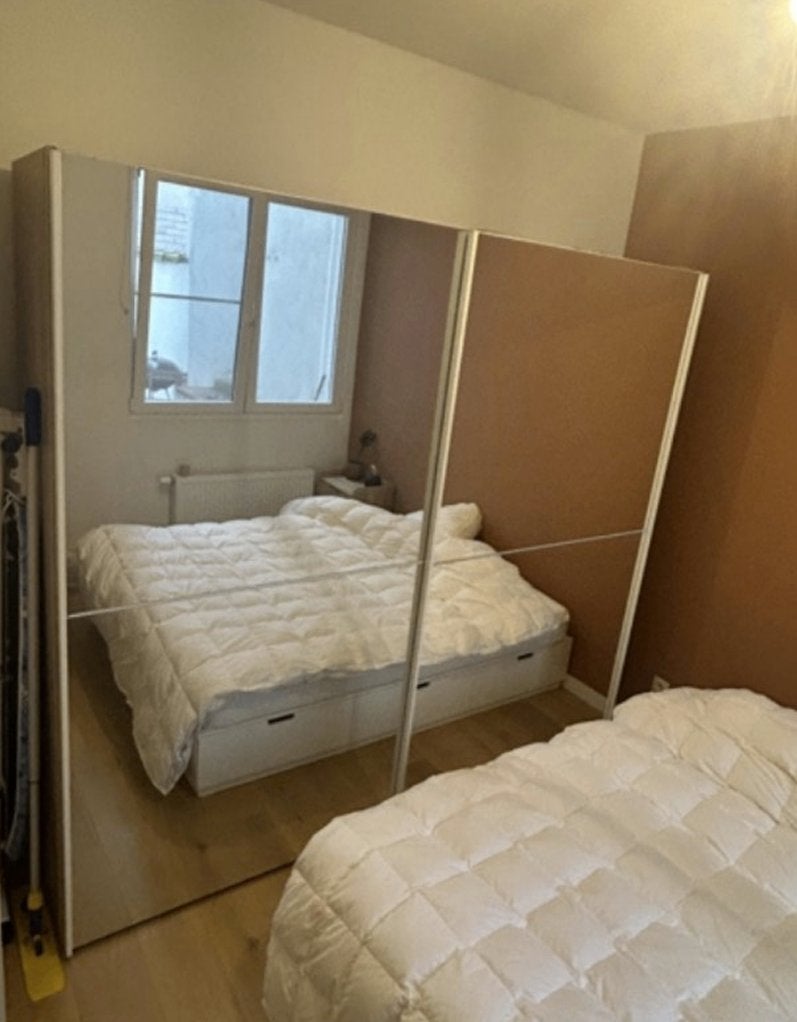 Grote schuifdeurkast met spiegels – kledingkast, Huis en Inrichting, Ophalen, Gebruikt, 50 tot 100 cm, Glas