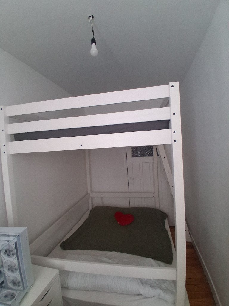 Lit Mezzanine 140cm en pin massif blanc, Enlèvement, Comme neuf, Lit mezzanine