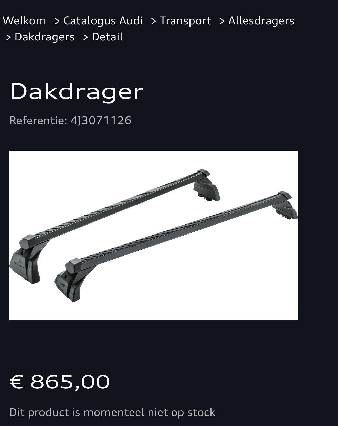 Dakdrager Audi Etron GT - 4J3 071 126, Auto diversen, Ophalen, Nieuw