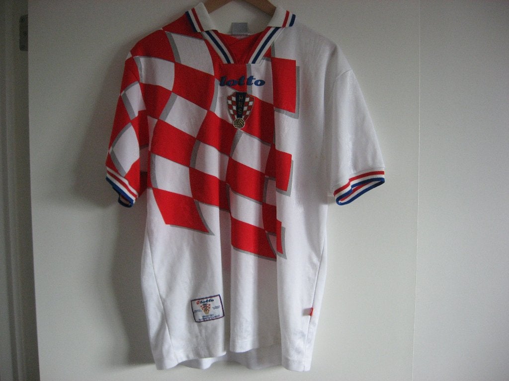 Retro Voetbal Shirt Kroatië, Sport en Fitness, Voetbal, Maat XL, Ophalen of Verzenden, Zo goed als nieuw, Shirt