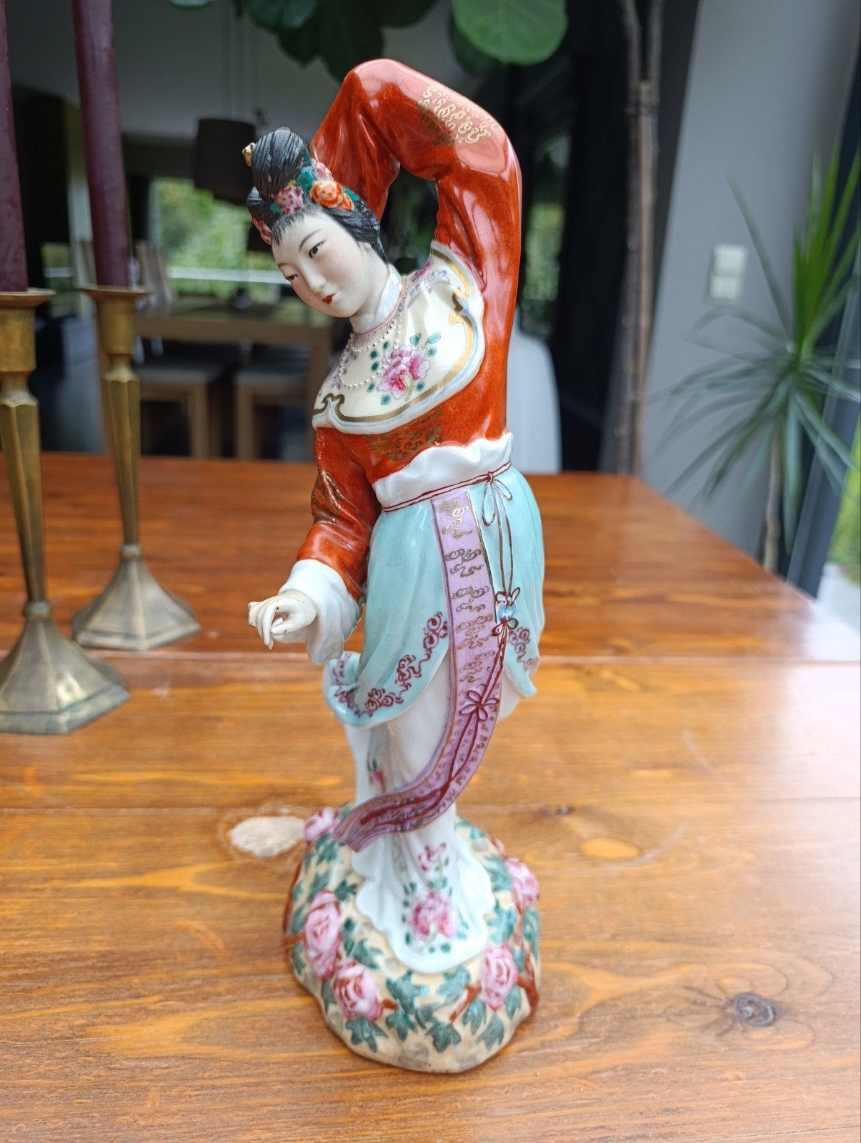 Mooi Chinees Famille Rose porseleinen beeld - Dansende Hofd, Antiek en Kunst, Ophalen, Beeld