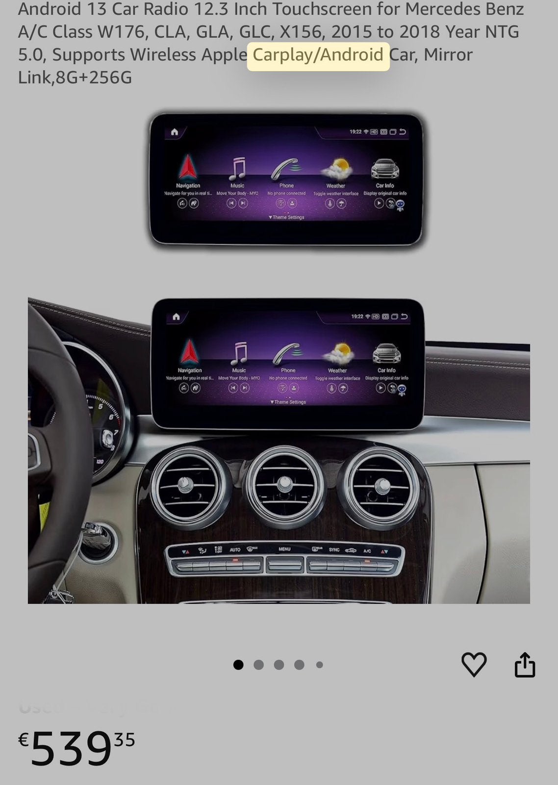 12.3 inch Android 13 Autoscreen voor Mercedes-Benz (NTG 5.0), Ophalen of Verzenden, Zo goed als nieuw
