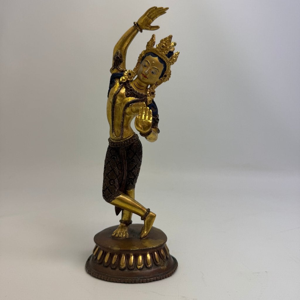 Sculpture en bronze doré de Maya Devi, Antiquités & Art, Enlèvement ou Envoi, Asie, Doré, Brons