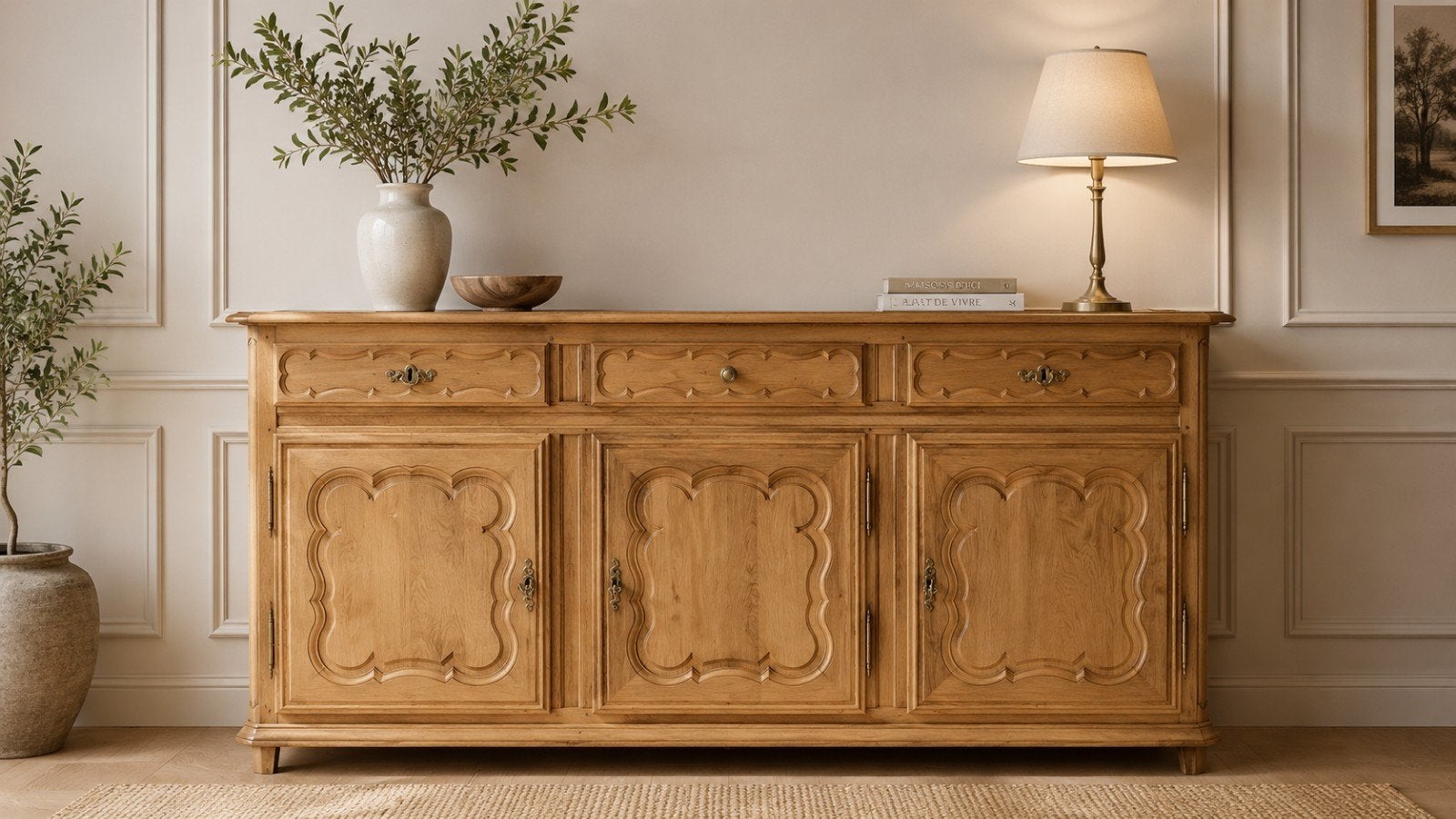 Authentique Enfilade / Buffet Bas Louis XV en Chêne Massif –, Maison & Meubles, Avec tiroir(s), 25 à 50 cm, 200 cm ou plus, Enlèvement
