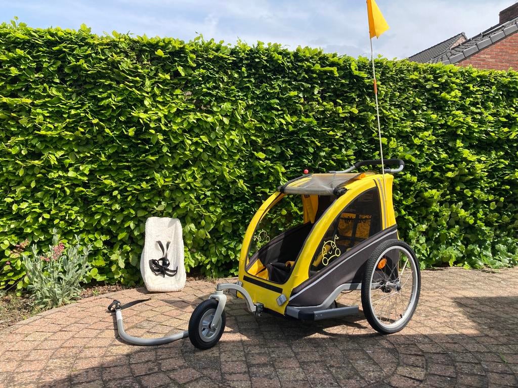 Fietskar (met wandelset) - PERFECTE staat - NIEUWE banden, Ophalen, Opvouwbaar, Zo goed als nieuw, Kinderkar