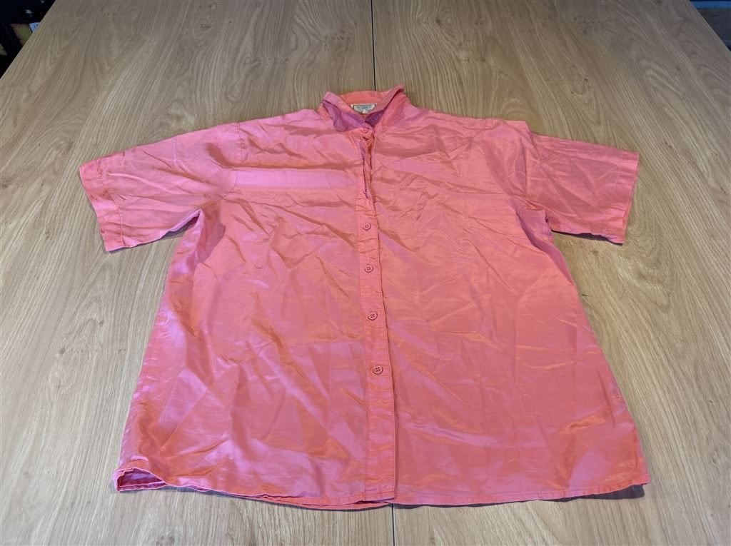 Vintage 80s Bijenkorf Huiscollectie Roze Zijden Blouse 100%, Ophalen of Verzenden, Zo goed als nieuw, Roze