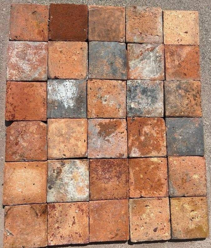 Tomettes anciennes françaises nuancées 15 x 15 cm - 80 m², Bricolage & Construction, Pierre ou Argile, Enlèvement, Utilisé, Dalles