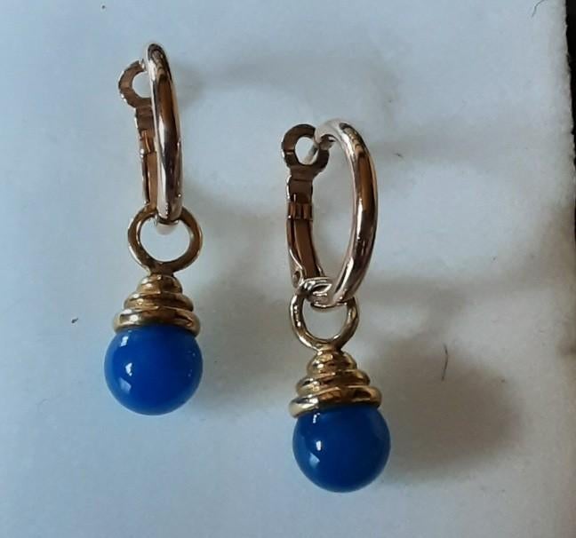 Boucles d'oreilles en argent avec placage en or 14 carats, Enlèvement ou Envoi, Or, Comme neuf, Avec pierre précieuse