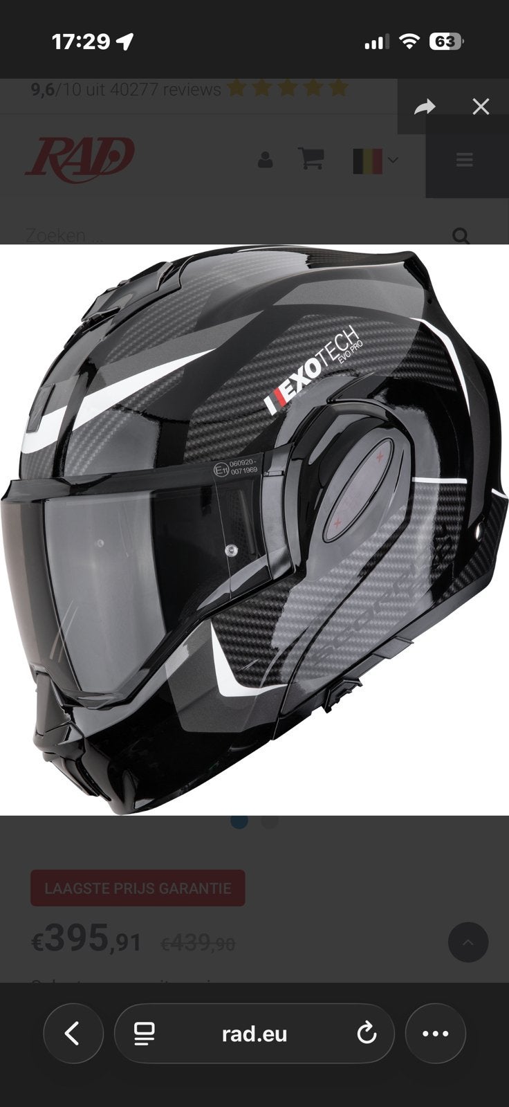 Scorpion EXO-Tech Evo Pro Acuti Zwart-Zilver L/XL, Motoren, Systeemhelm, Heren, XL, Ophalen of Verzenden