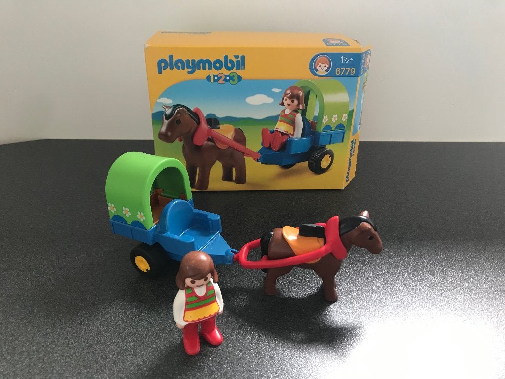 Playmobil 6779 kar + pony + 2 karakters, Ophalen of Verzenden, Gebruikt, Complete set