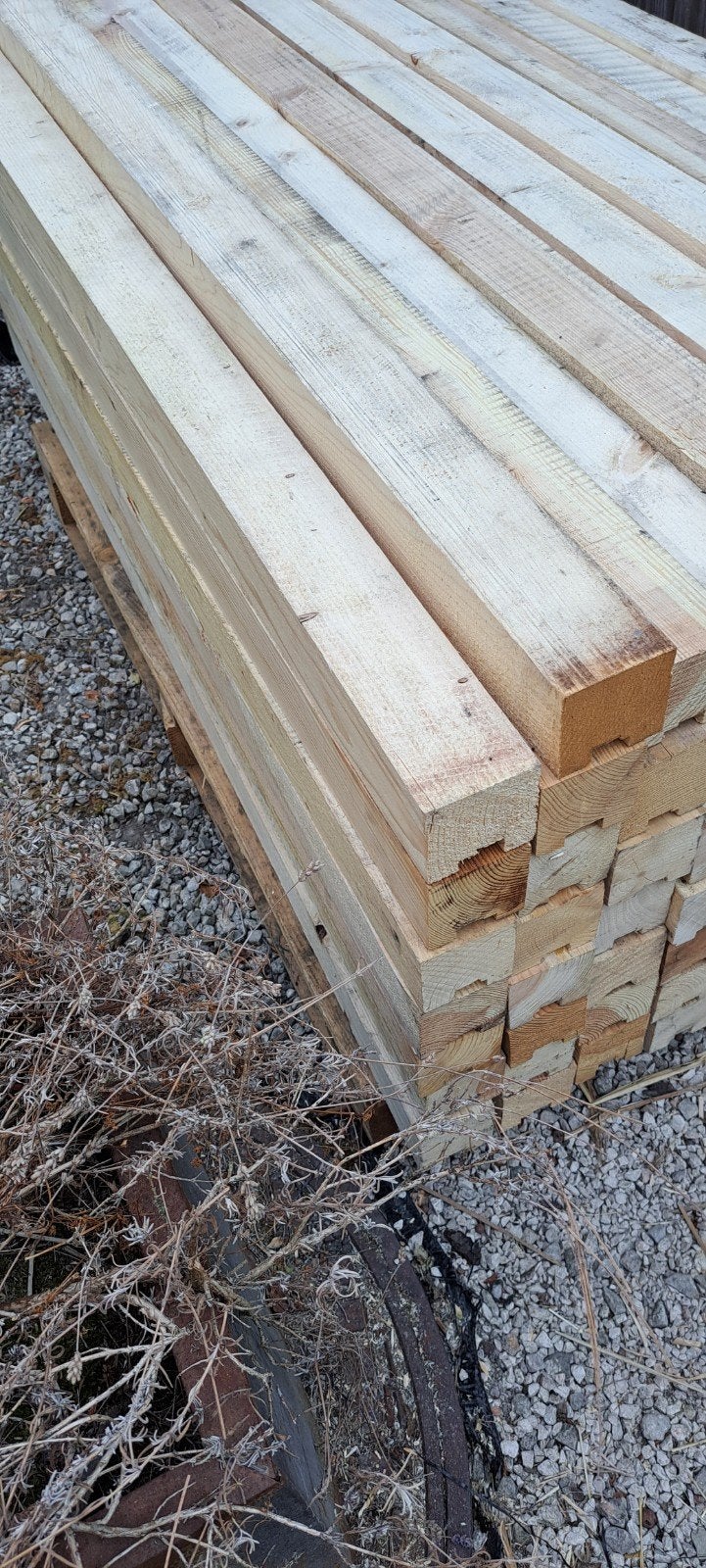 70 tal droge rechte grenen balken., Tuin en Terras, Palen, Balken en Planken, Ophalen, Gebruikt, Minder dan 180 cm, Balken