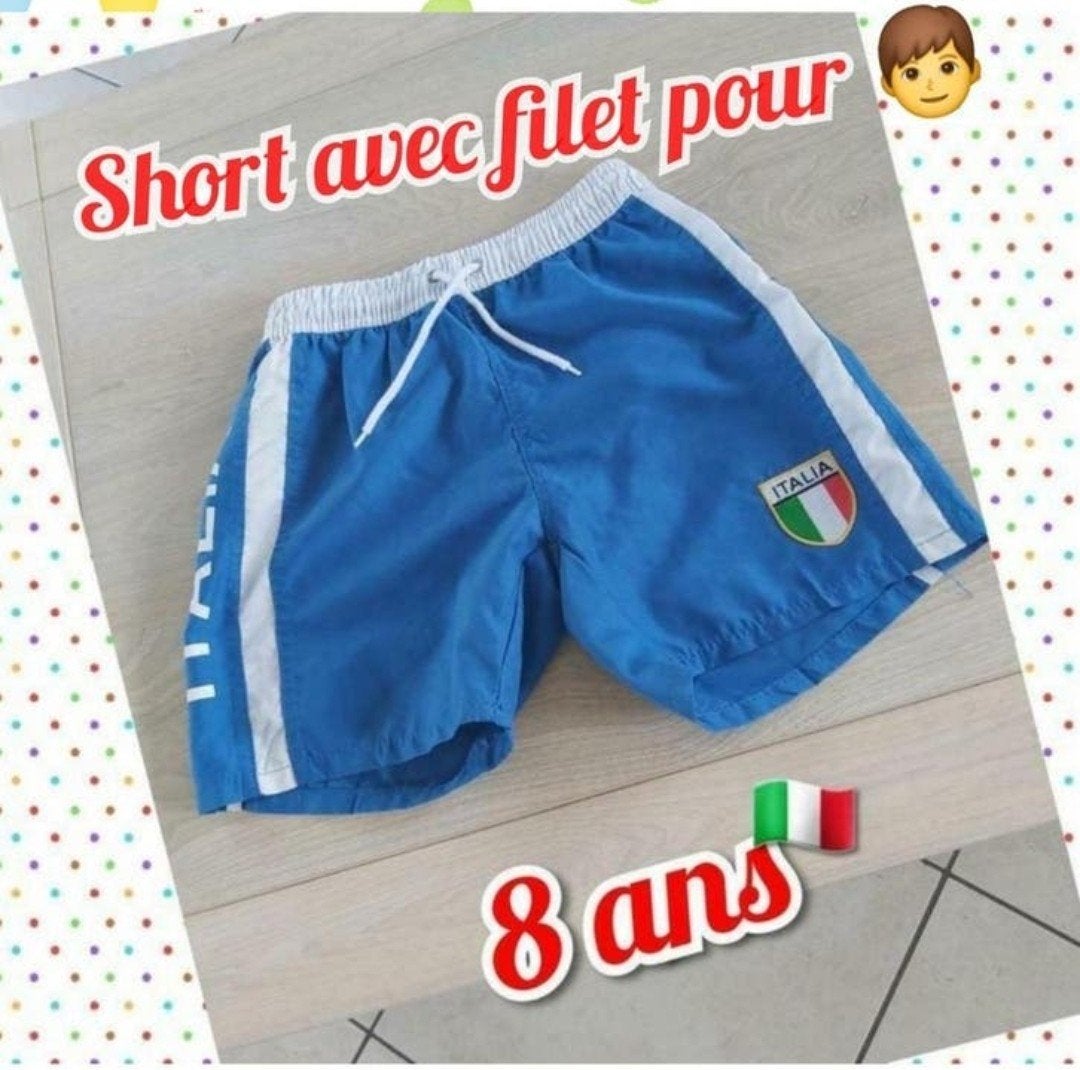 Short avec filet  pour garçon -bleu-T.8 ans, Enlèvement ou Envoi, Utilisé, Garçon