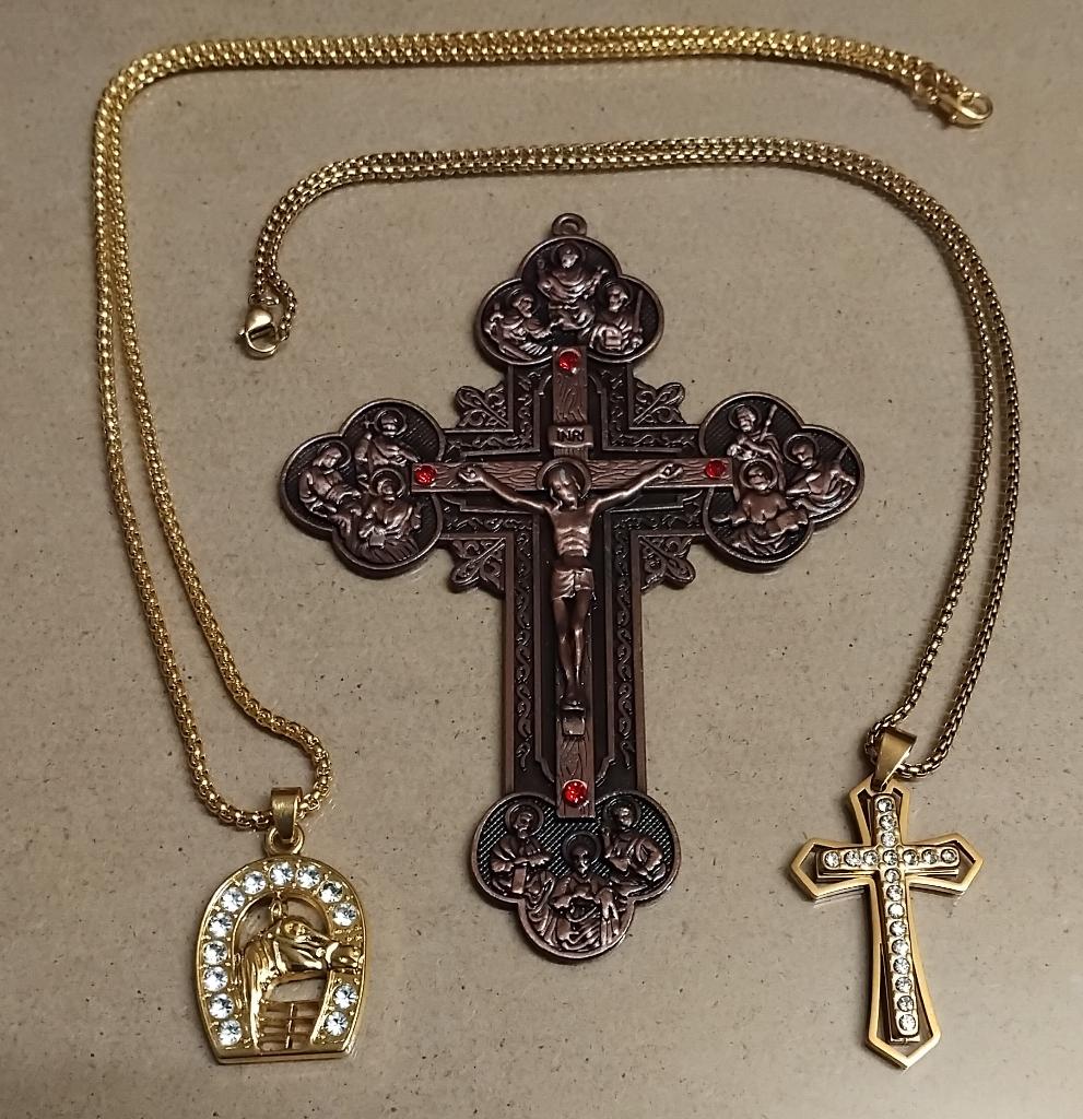HALS KETTING + KRUIS, Handtassen en Accessoires, Kettingen, Ophalen, Nieuw, Met strass