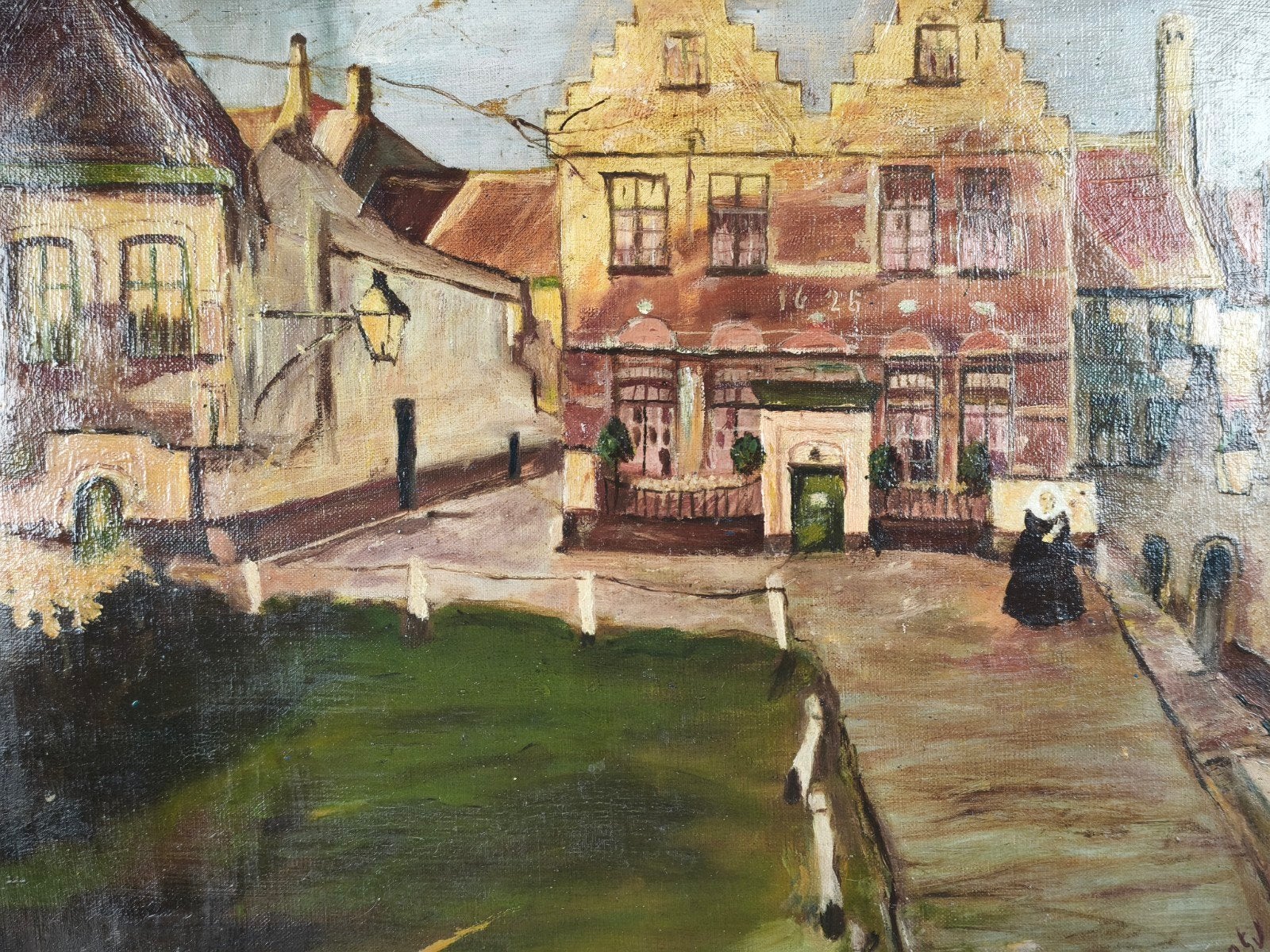 Schilderij stadszicht Dupont J, Ophalen, Gesigneerd