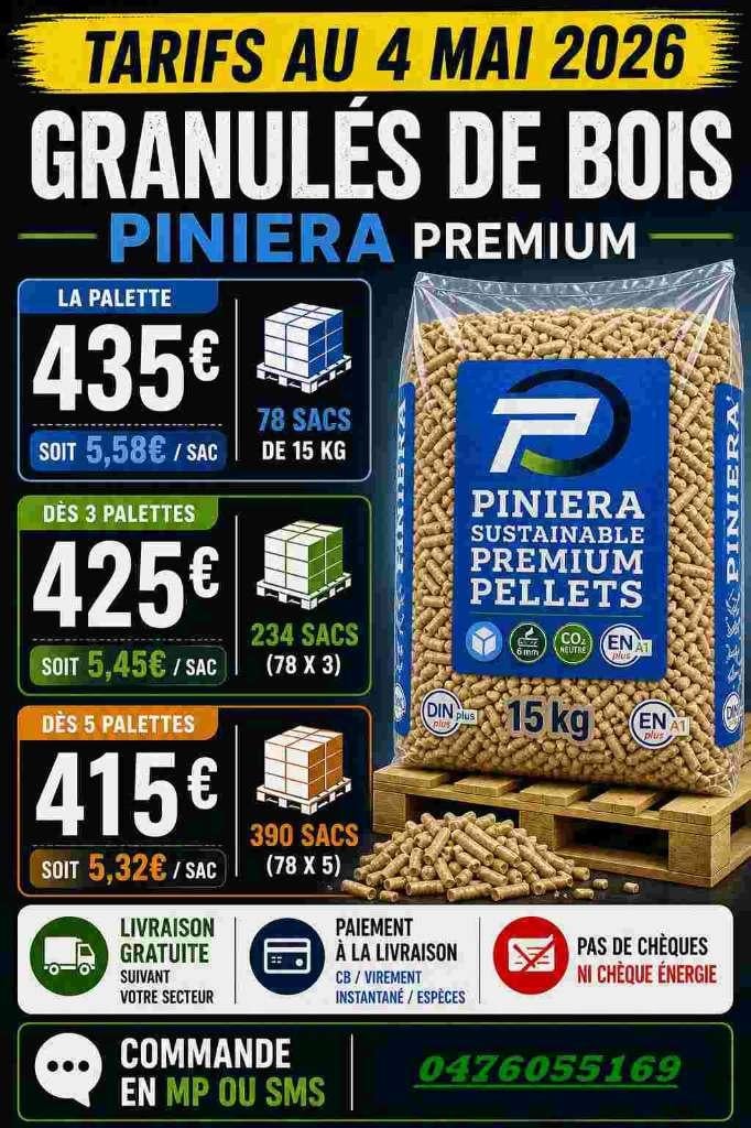 Pellet 100% resineux par palette paiement a la livraison, 6 m³ ou plus, Envoi, Autres essences de bois
