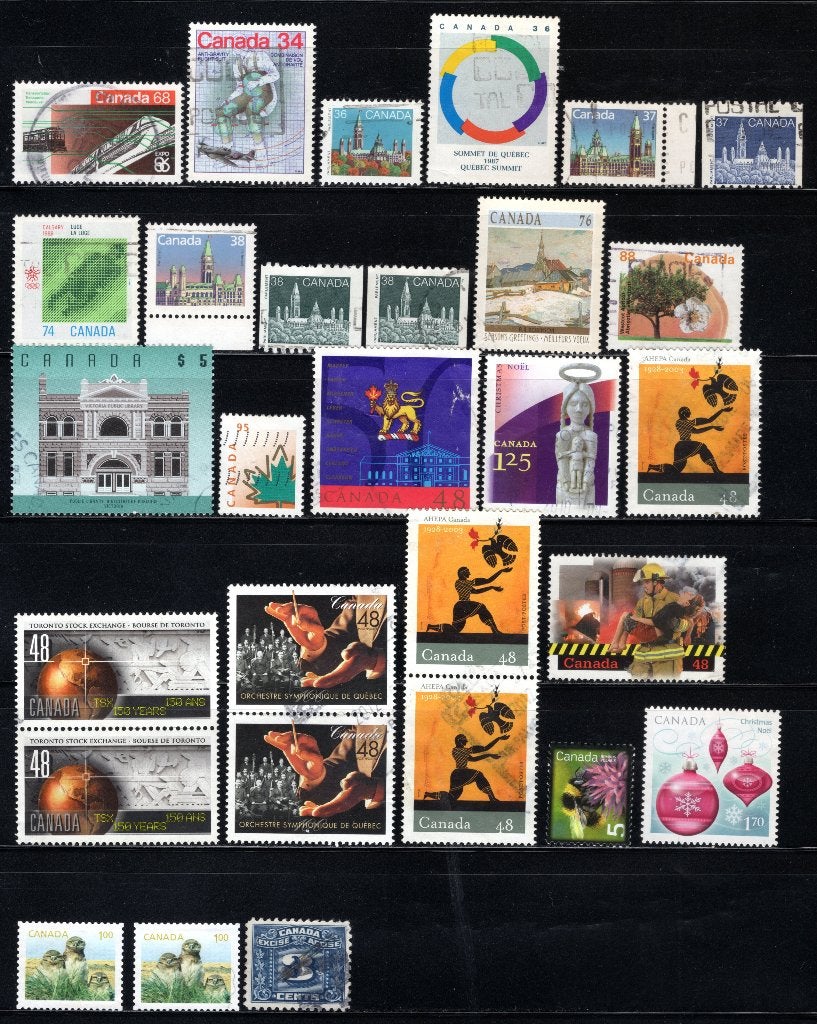 Canada Lot de timbres timbrés -3, Envoi, Affranchi, Amérique du Nord
