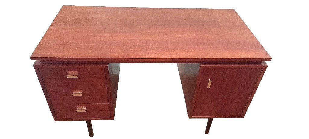BUREAU VINTAGE EN TECK, 120 cm, Vintage, Enlèvement, Utilisé