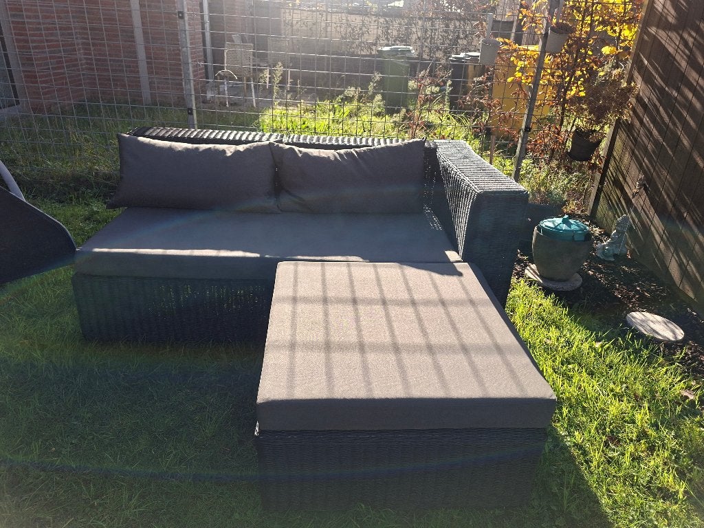 Tuin Loungehoek met kussens, Tuin en Terras, Ophalen, Kunststof, 3 zitplaatsen, Zo goed als nieuw