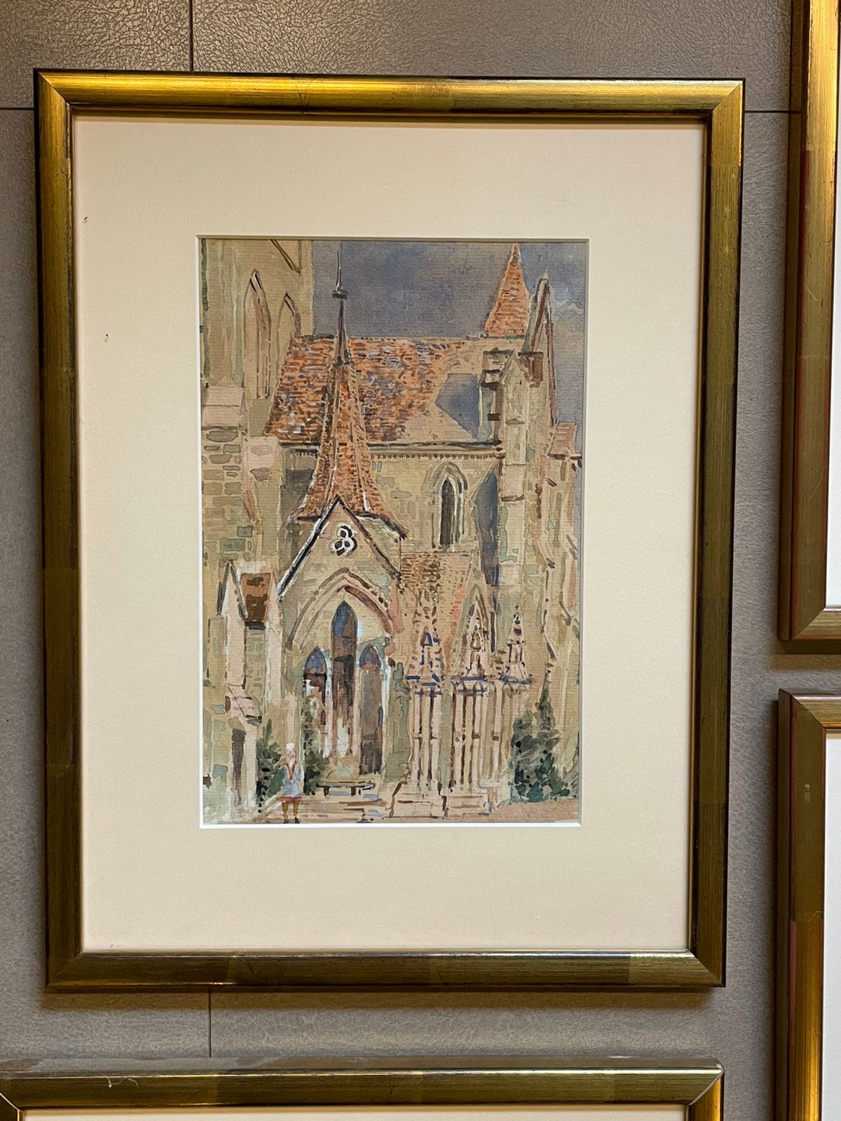 handgeschilderd unieke aquarellen landschappen gouden kaders, Ophalen of Verzenden