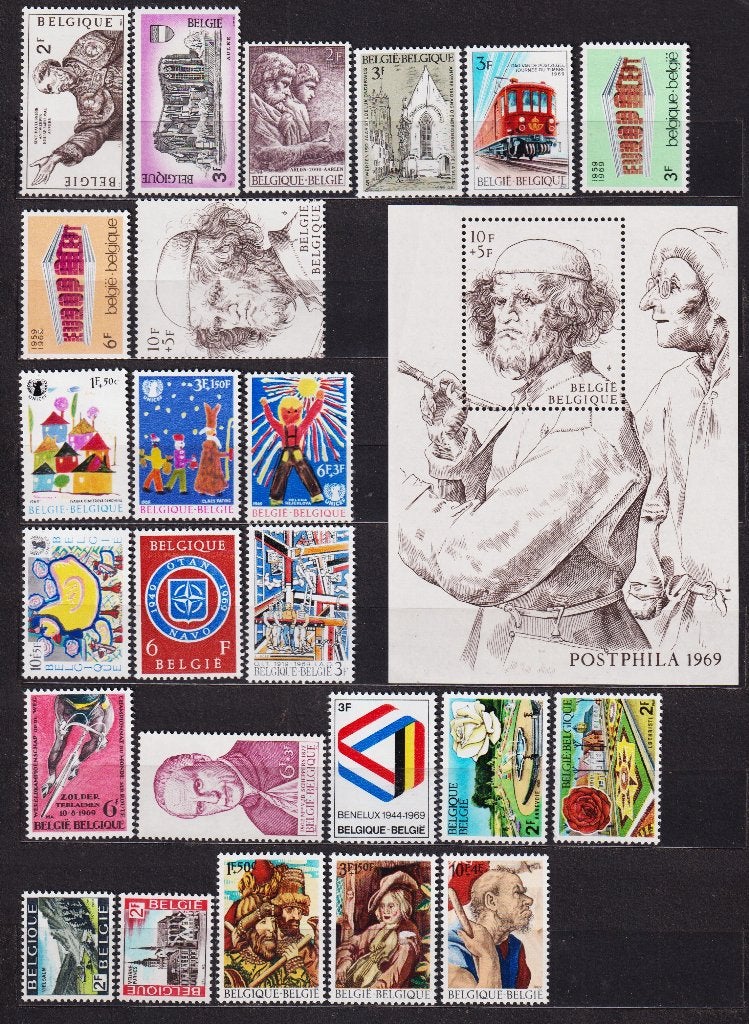 Belgique 1969 Année complète avec carnet **, Envoi, Non oblitéré, Neuf