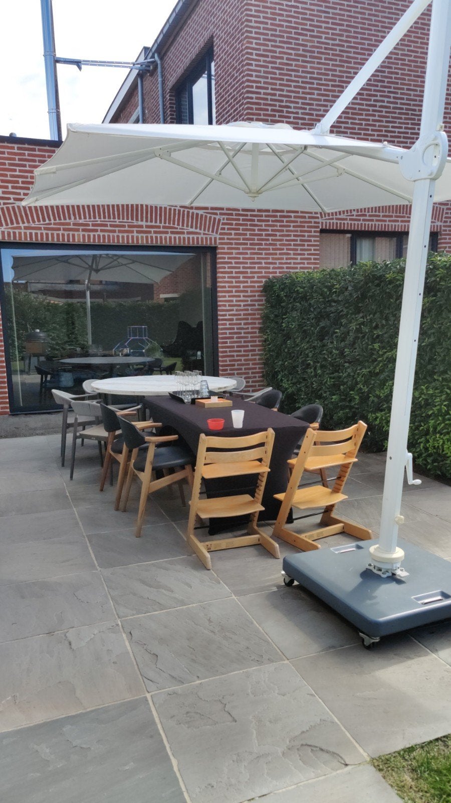 Parasol + voet, Tuin en Terras, Ophalen, Gebruikt, Stokparasol, Kantelbaar