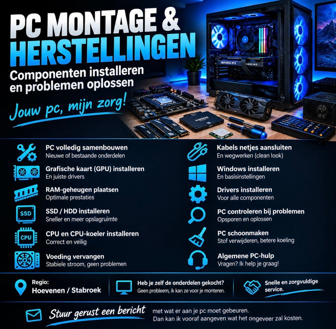 PC montage & herstellingen – Comp installeren en prblm oplsn, Computers en Software, Ophalen, Zo goed als nieuw