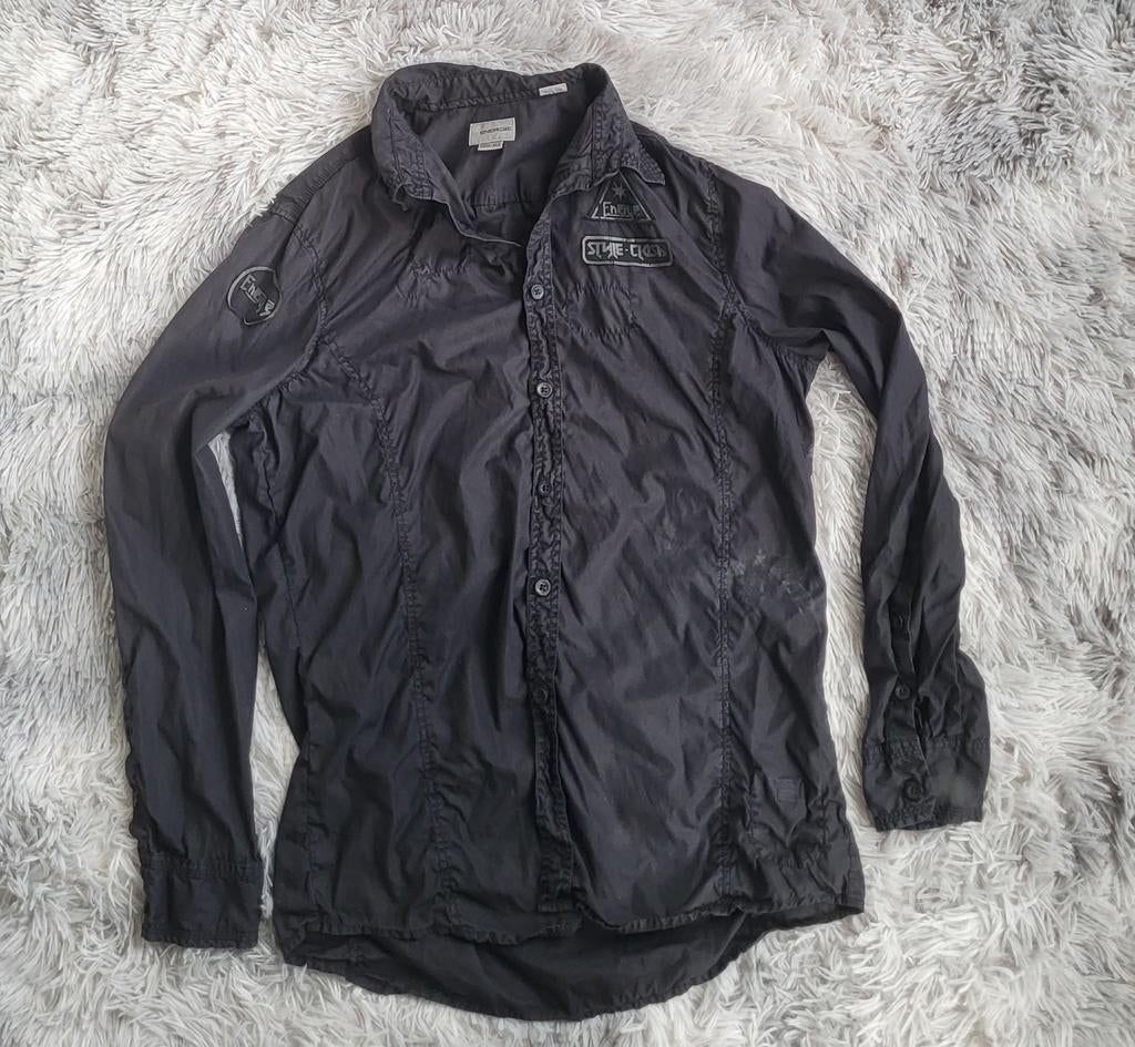 Chemise Energie Vintage Y2K Noire - Style Militaire - XL, Enlèvement ou Envoi, Porté, Noir, Energie