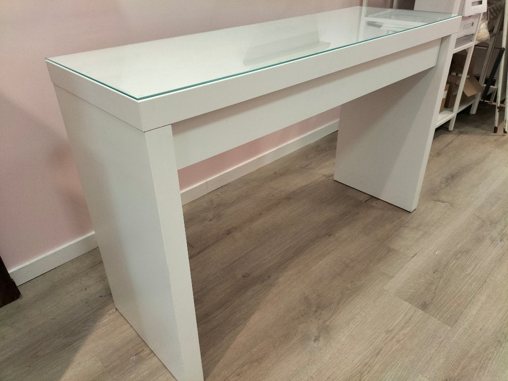 4 Tables de manucure avec verre trempé., Enlèvement, Utilisé