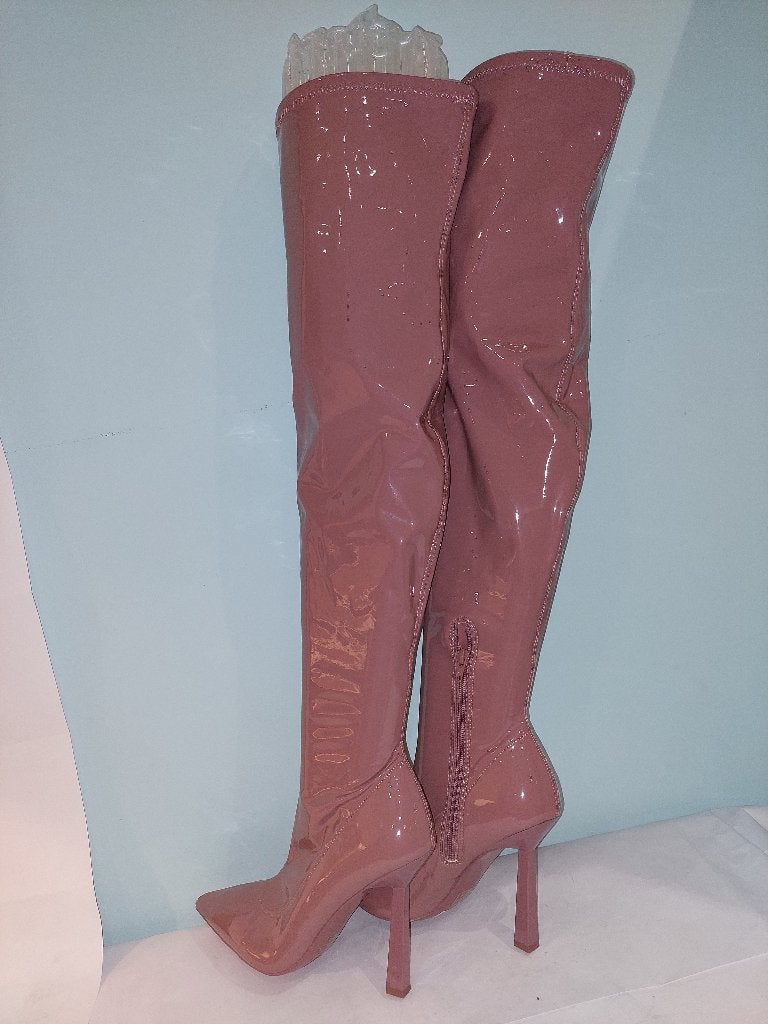 580C* ALDO jolies cuissardes prunes vernies (40), Autres couleurs, Comme neuf, Aldo, Bottes hautes