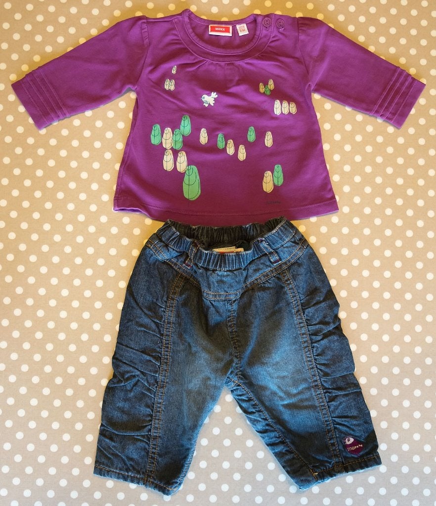 Mexx setje (T-shirt, jeansbroekje), mt 50/56, 0-3m, Kinderen en Baby's, Mexx, Gebruikt, Meisje, Ophalen of Verzenden
