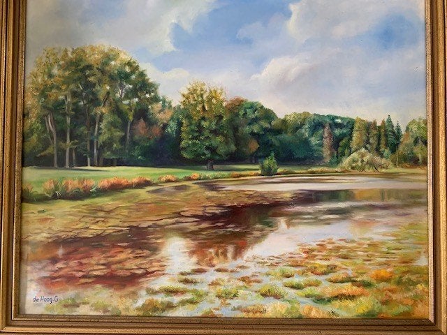 Parklandschap ca. 1980 - Guido De Hoog geb.1954 Wilrijk, Antiek en Kunst, Ophalen of Verzenden