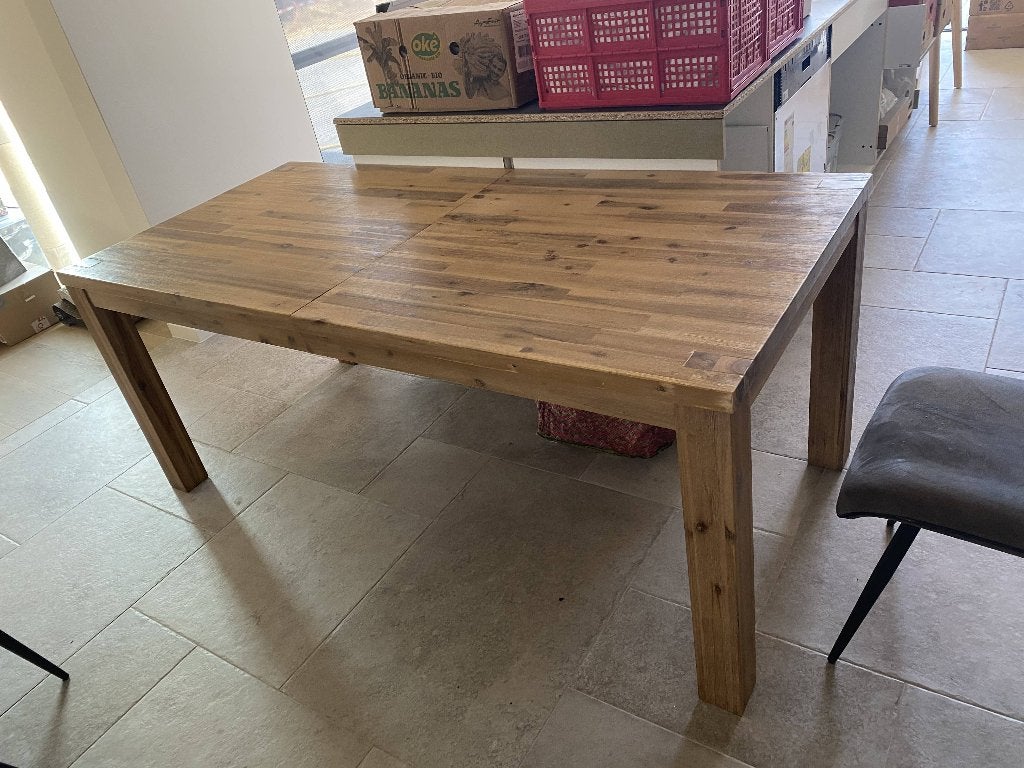 Uittrekbare tafel Acacia massief hout (190/240x90x78), Ophalen, 200 cm of meer, 50 tot 100 cm, Zo goed als nieuw