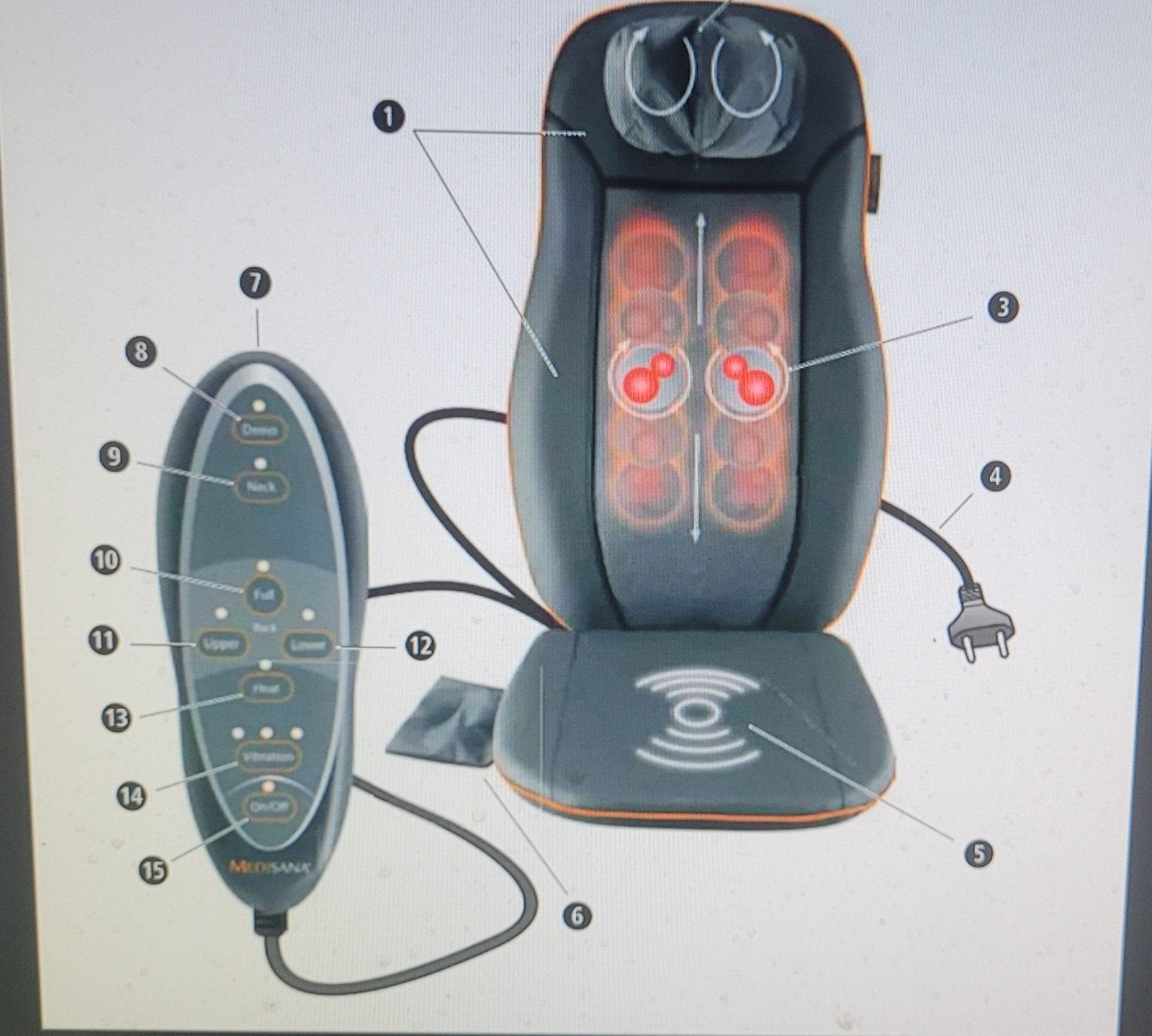 Medisana MCG massagekussen, Enlèvement, Comme neuf, Chaise de massage ou Coussin