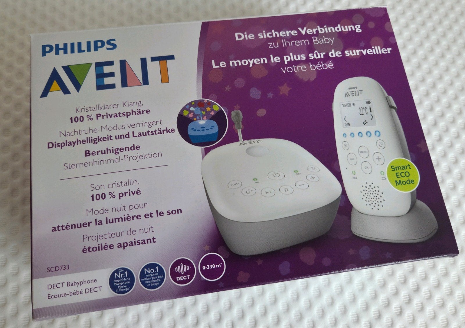 DECT Babyfoon Philips Avent SCD733, Enfants & Bébés, Babyphones, Enlèvement, Comme neuf, 250 mètres ou plus, Fonction Répondeur
