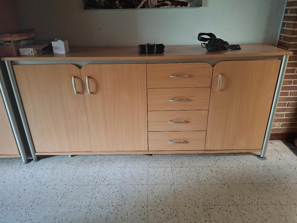 eetkamer tafel, 4 stoelen, 3 kasten, Ophalen, Gebruikt