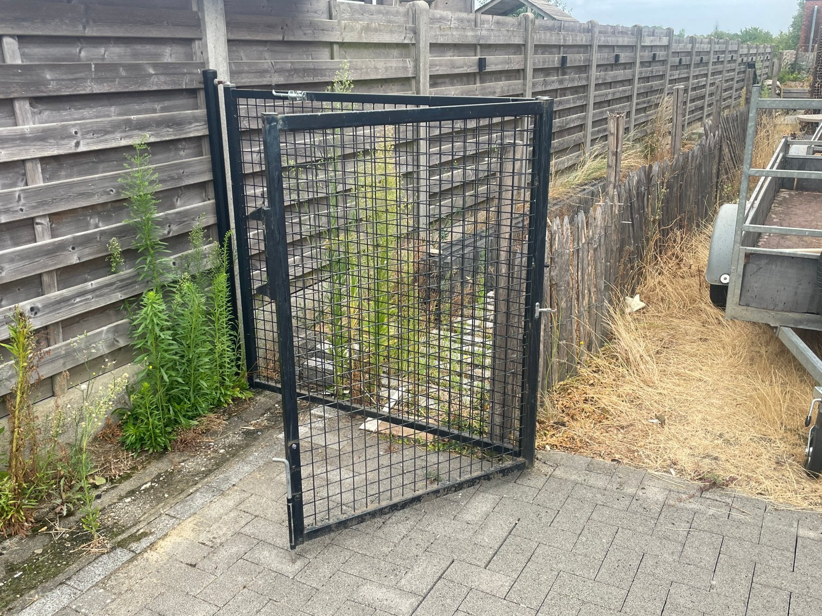 Zwart metalen tuinpoort, Ophalen, Gebruikt, Staal, 150 tot 200 cm