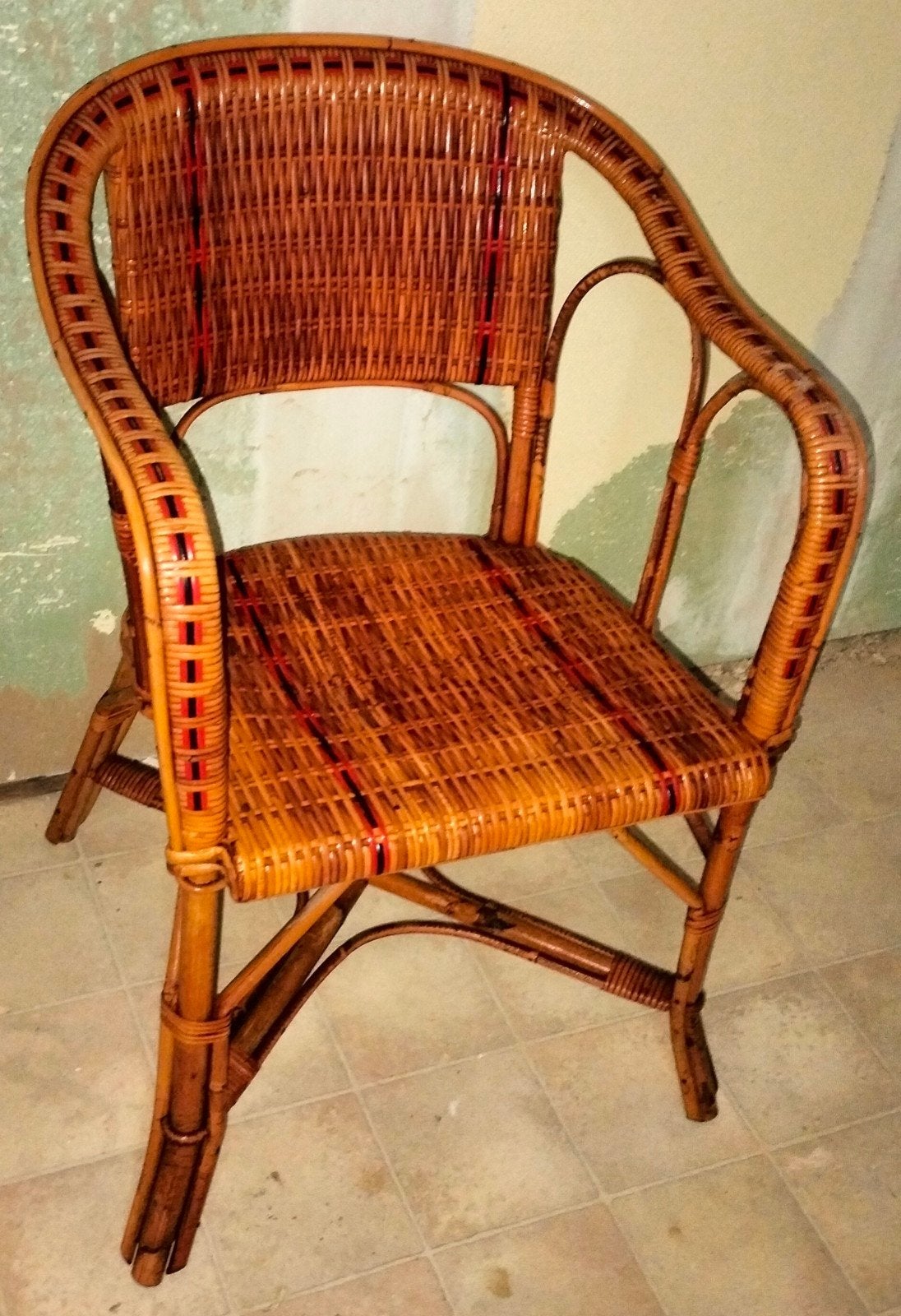 vintage rotan bamboe bistro stoel, twee stuks, Ophalen
