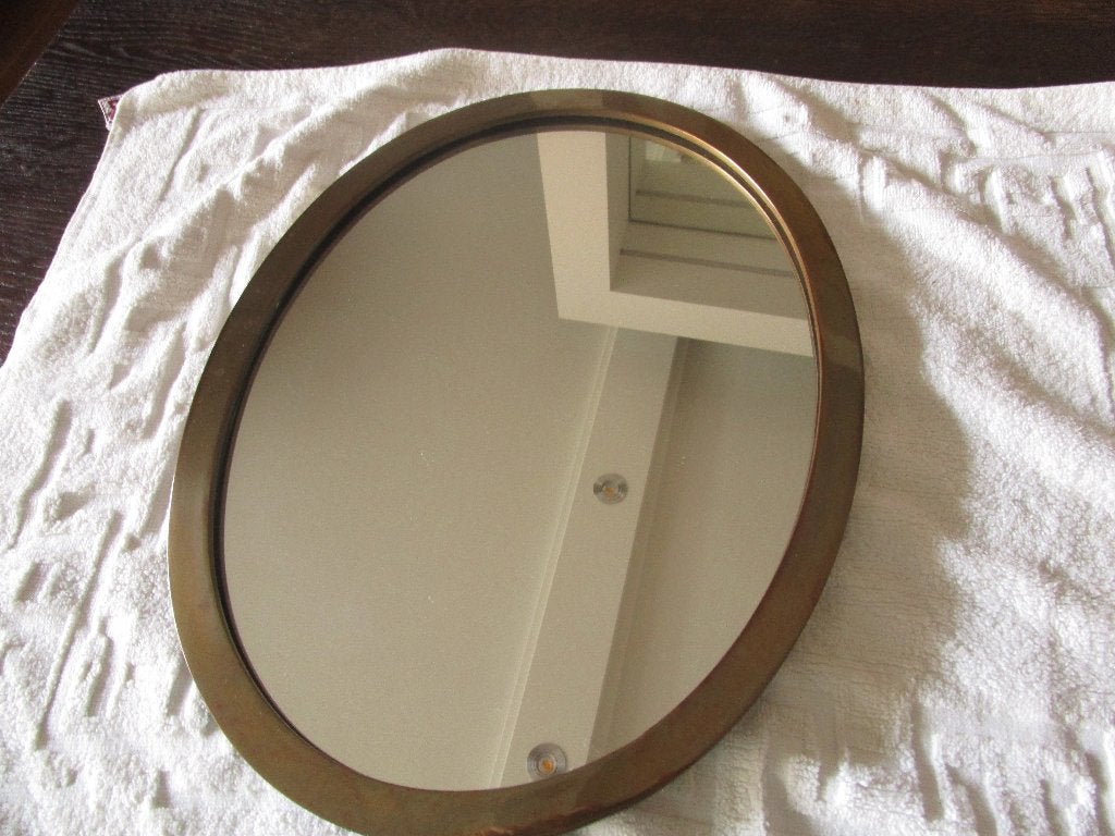 prachtige ovale spiegel met kader in brons, Huis en Inrichting, Ophalen, Minder dan 50 cm, Zo goed als nieuw, Minder dan 100 cm