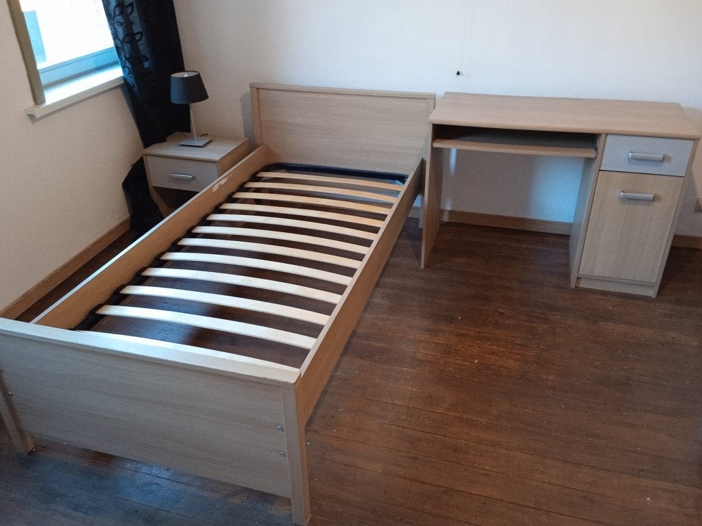 Lit 1 personne + Table Chevet  + Bureau + Chaise, 90 cm, Autres couleurs, Une personne, Enlèvement