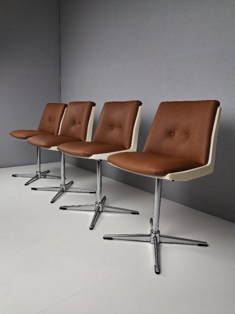 4 x Vintage Draaistoelen van Jean-Paul Emonds-Alt, Jaren 70, Ophalen, Kunststof, Gebruikt, Bruin