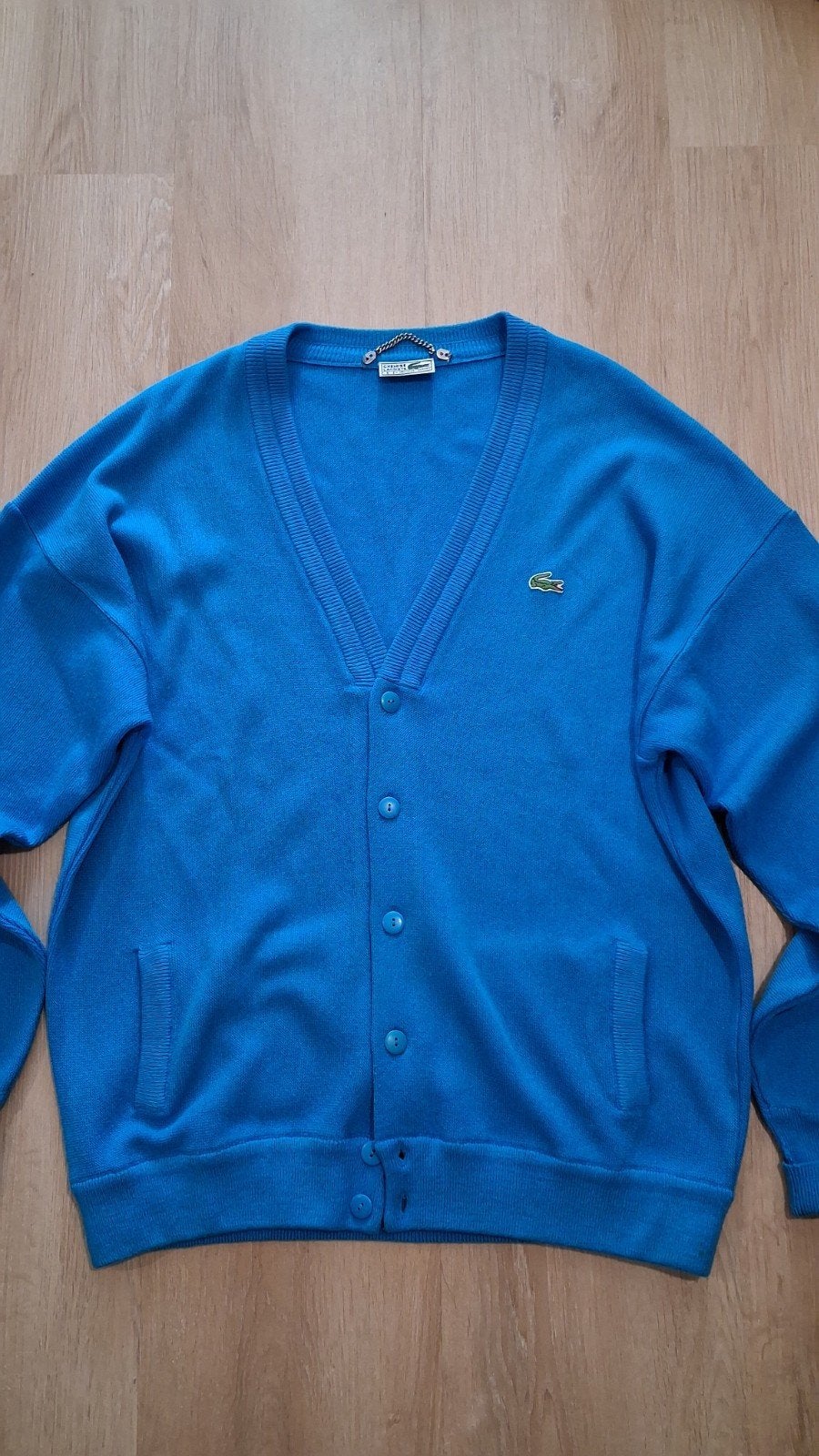 Origineel Vintage Lacoste Cardigan / Gebreid Vest Blauw, Maat 52/54 (L), Blauw, Lacoste, Ophalen of Verzenden
