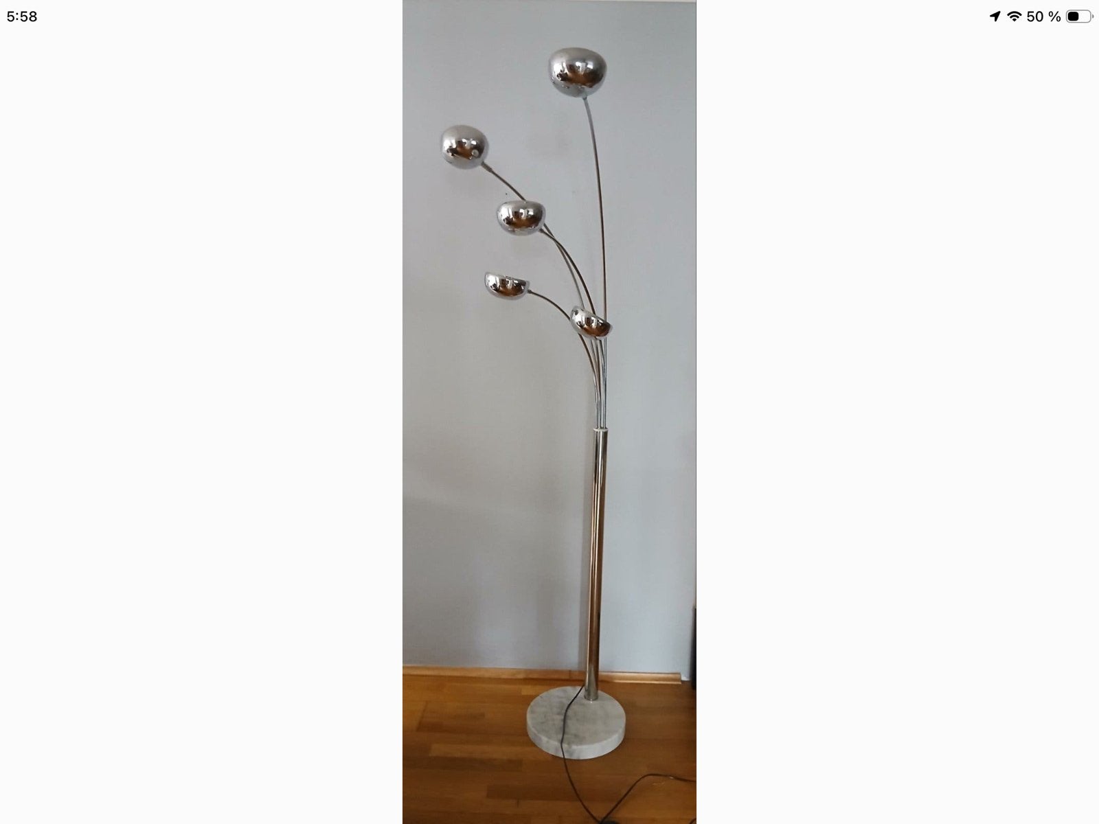 Lampadaire arqués à cinq branches en acier, Enlèvement, Comme neuf, Pierre/céramique, E14 (petit)