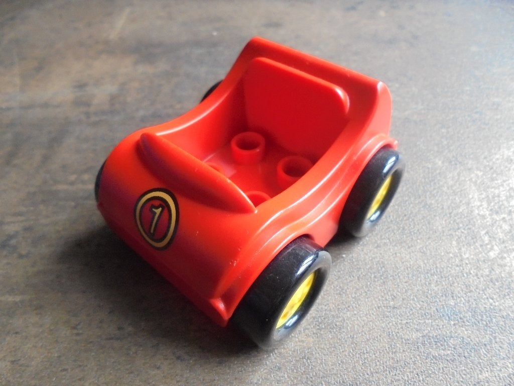 Lego Duplo Car with Molded Yellow Wheels (zie foto's), Ophalen of Verzenden, Gebruikt, Losse stenen, Duplo