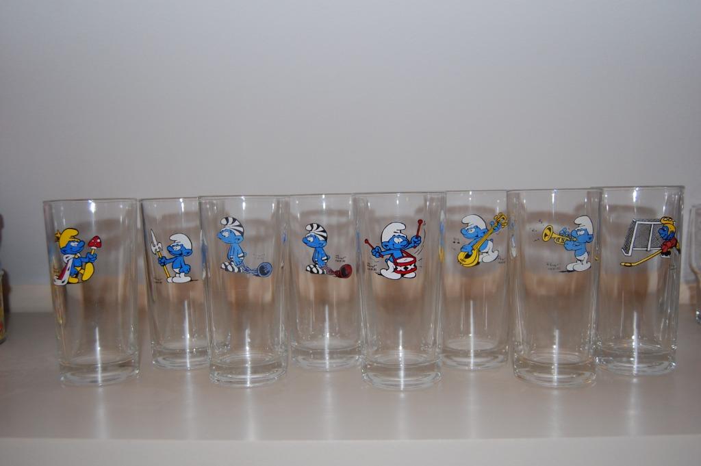Collection verres schtroumpfs  smurfen glazen Peyo, Enlèvement, Utilisé, Différents Schtroumpfs, Autres types
