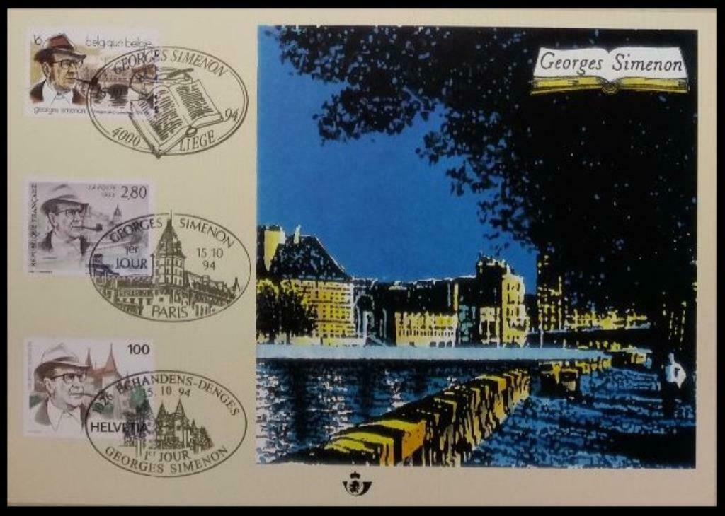 2579HK Carte souvenir Georges Simenon (Poste Belge), Timbres & Monnaies, Enlèvement ou Envoi, Oblitération 1er jour, Oblitéré