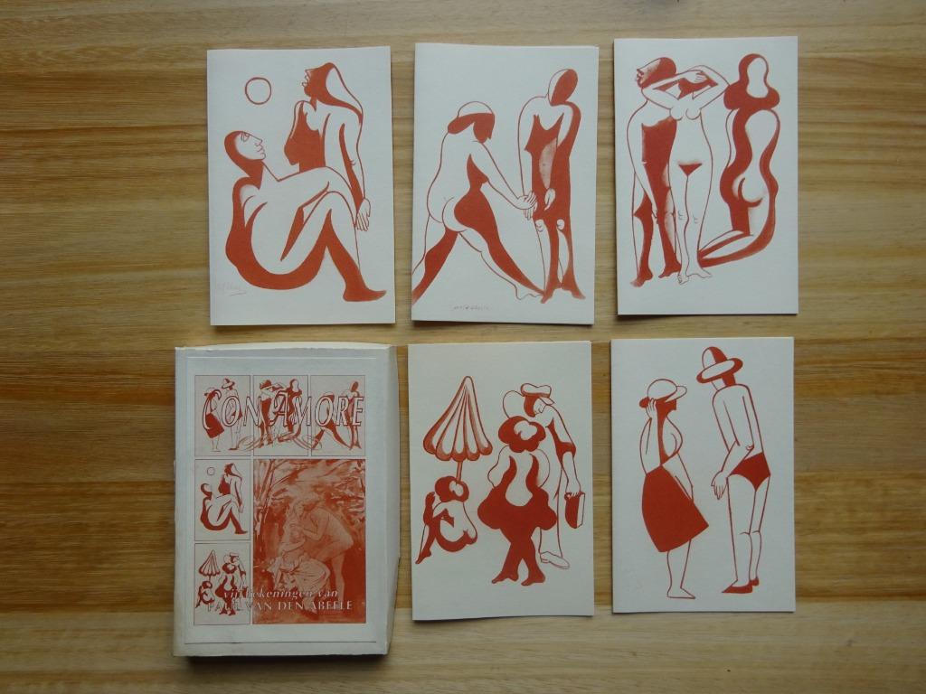 Con Amore, vijf tekeningen van Paul van den Abeele, Antiek en Kunst, Ophalen of Verzenden