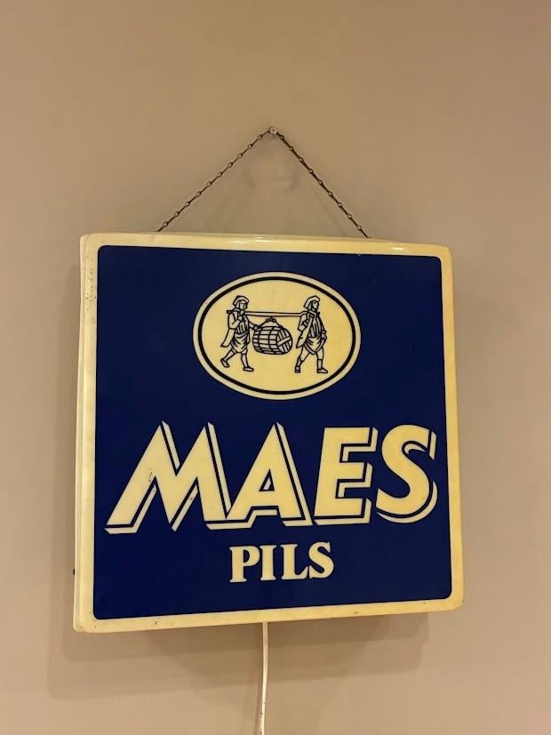 Maes pils lichtreclame, Verzamelen, Ophalen of Verzenden, Gebruikt, Reclamebord, Plaat of Schild, Overige merken