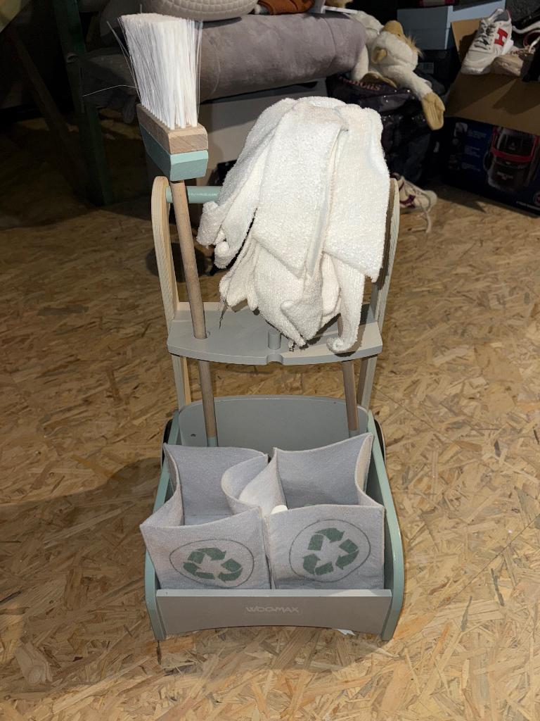 Chariot de ménage Woomax en bois, Enlèvement ou Envoi, Neuf, Jouet à Pousser ou Tirer