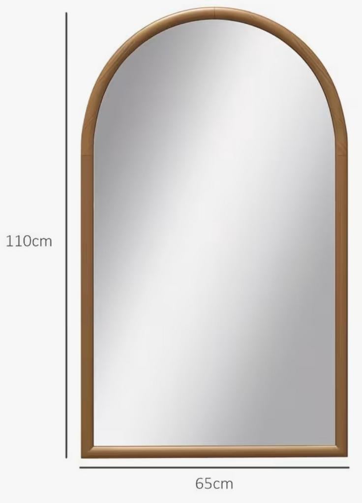 Gebogen wandspiegel - houten lijst, Ophalen, 100 tot 150 cm, Nieuw, Ovaal