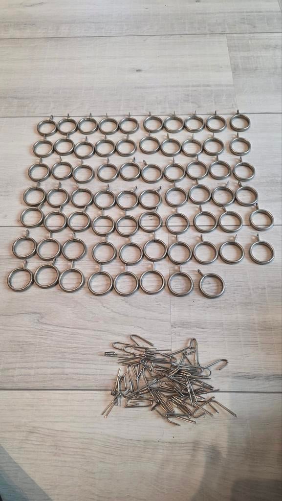 anneaux à rideaux en métal 68 pièces avec crochets, Enlèvement ou Envoi, Utilisé